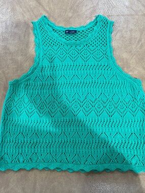 GAP Teal Crochet Knit Tank
